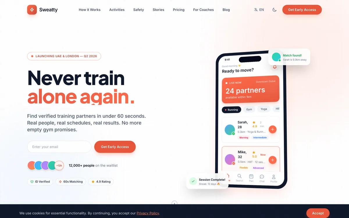 Sweatty homepage